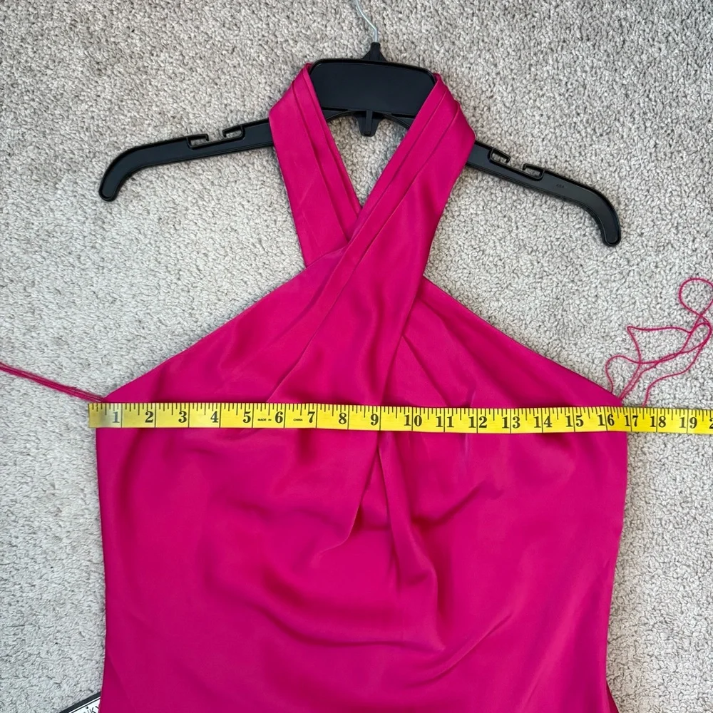 Adrianna Papell Stretch Satin Halter Gown Hot‎ Pink 10
